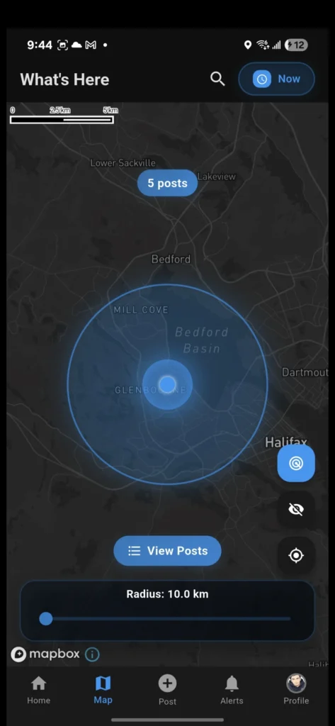 Screenshot of the Lokyll app map screen for exploring social media posts by location and time.